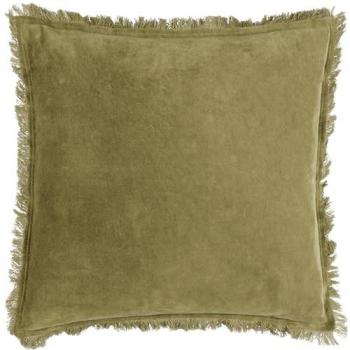 Yard Jaye Velvet Fringed Cushion Moss 45cm x 45cm