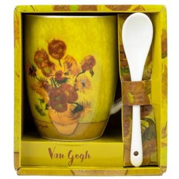 Taza Van Gogh Girasol con Cuchara de Cerámica