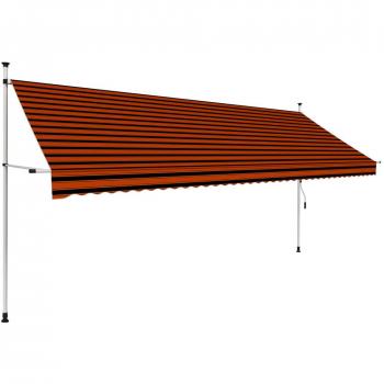 Toldo Manual UV‑Shield 400 cm “Calor & Refresco” – Color Naranja con Detalles Marrones