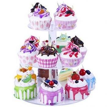 HMROVOOM 3-Tier Round Acrylic Cupcake Stand