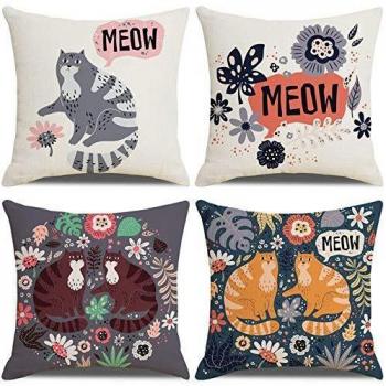 LAXEUYO Pet Flower Cushion Covers – 4 Pack