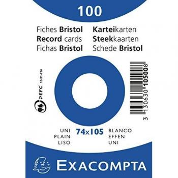 A7 Blanc Uni fiche bristol Paquet de 100 EXACOMPTA