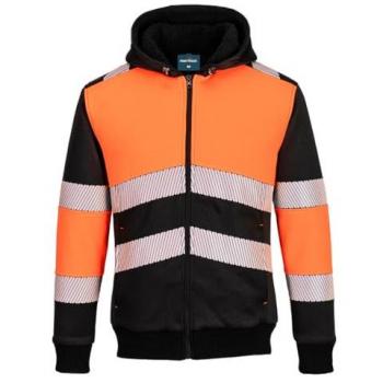 Sweat à capuche hiver zippé PW3 Class 1 L – Couleur orange et noir – Portwest