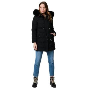Izabel London Chic Faux Fur Hooded Puffer – Beige
