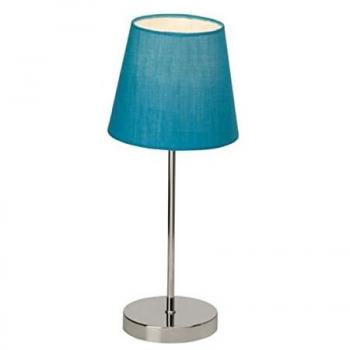 Brilliant Kasha 40 cm Tischlicht Touchsteuerung, chrom/blau Textilschirm – E14, Tropfenlampen 40 W