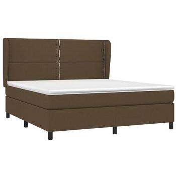 Vidaxl Lit À Sommier Tapissier Avec Matelas Marron Foncé 160x200 Cm