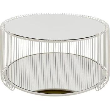 Table basse “Double Plateaux” 80 cm, verre miroir + acier beige – Kare Design
