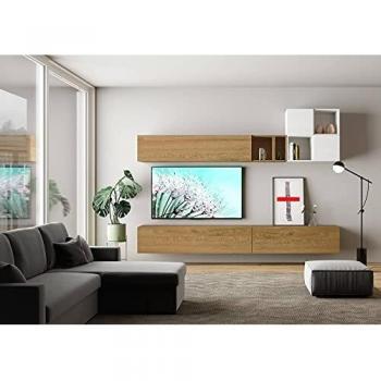 Mueble Isoka A29 L. 174 P. 39,5 cm en blanco y roble
