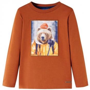 Camiseta Laranja-Queimado de Manga Longa para Meninos 128 vidaXL
