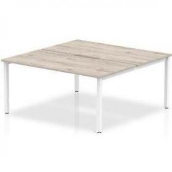 Dynamic Evolve Plus 1400mm B2B 2 Person Desk Grey Oak Top White Frame