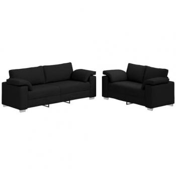 Set de canapés noirs en tissu – 2 pièces, dimensions 219 × 77 × 82 cm