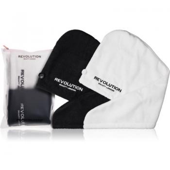 Revolution Haircare Haar-Handtuch Mikrofaser 2er Set Schwarz/Weiß