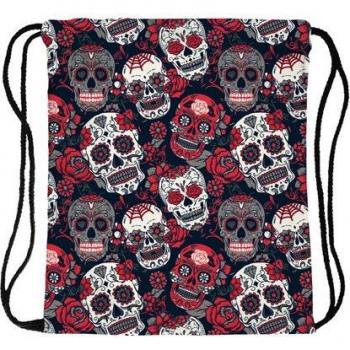Mochila de poliéster con estampado de calavera