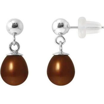 Boccole d'Oro Bianco 9ct Perlinea Comete perle coltivate cioccolato 6-7 mm AAA+