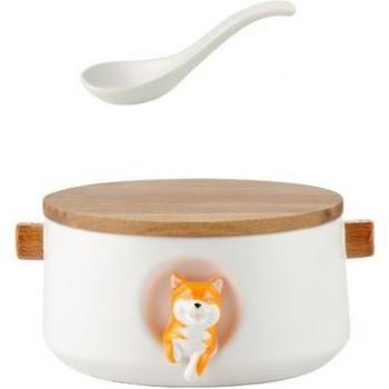 Cuenco de Cerámica Estilo Animal Shiba Inu para Fideos