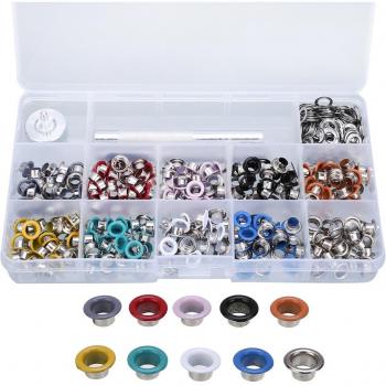 300 Set of 5mm Multicolor Eyelets with DIY Tool for Leather Work