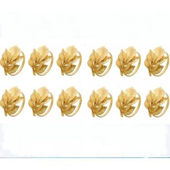 12pcs Gold Leaf Napkin Rings Alloy Holders for Dinner Party and Wedding Decor