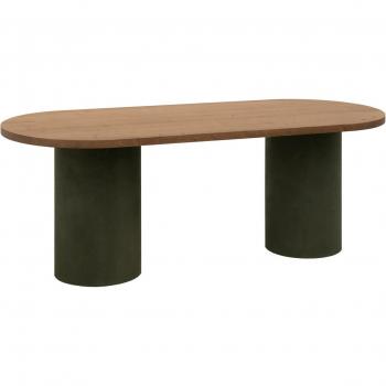 Comedor Ovalado Decowood 160 × 75 cm: Madera Roble + Microcemento Verde