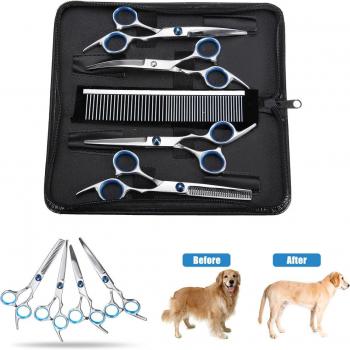 Set complet de ciseaux de toilettage pour animaux 7 pièces