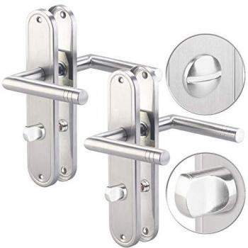 Poignées de porte en inox avec plaques longues et verrou