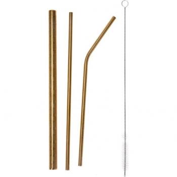 Blaues, wiederverwendbares 304‑Edelstahl‑Strohhalm-Set