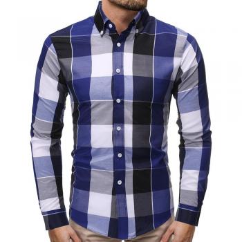 Men's Business Casual Plaid Shirt