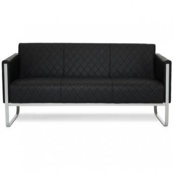 Aruba Step 3‑Sitzer Couch – Schwarzer Kunstleder-Lounge-Style