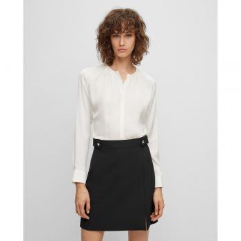 BOSS Rüschenbluse Damen Bluse aus Stretchseide BANORAH Langarm