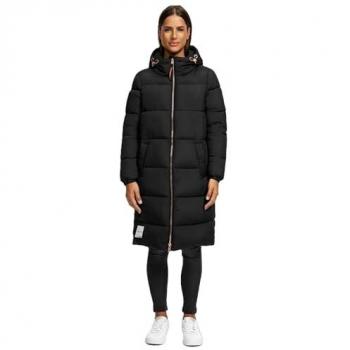 Marikoo Damenmantel Nomadiaa 16 – Lange, schwarze Winterjacke, Größe S