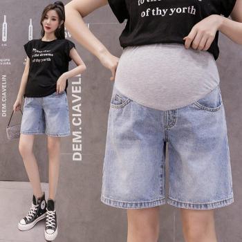 Lässige Denim Schwangerschafts-Shorts mit weitem Bein für Schwangere