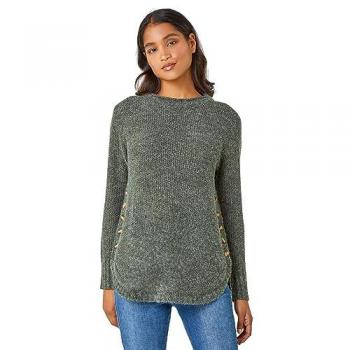 Pull à ourlet courbé avec boutons Roman