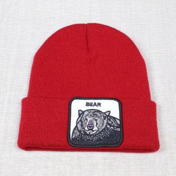 Unisex Bear Embroidered Knitted Hat
