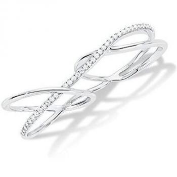 S.Oliver 2-Finger-Ring Damen Doppel-X 925 Silber rhodiniert Zirkonia weiß