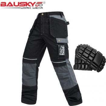 Bauskydd Herren Safety-Tasche mit Reflexbändern – inklusive Arbeitshose, Schlaffüße & sanfte Knieabsicherung