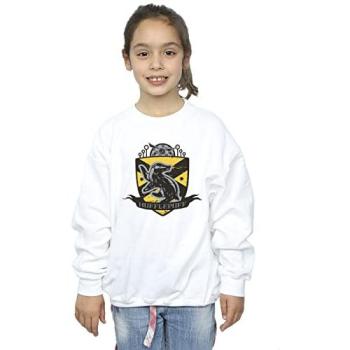 Hufflepuff Badge Graphic Hoodie for Girls – White, 12‑13