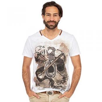 EMILIO Herren T-Shirt aus Hangowear – Trachtenshirt in Weiß, L