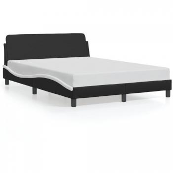 Black and White Faux Leather Double Bed Frame without Mattress 137x187 cm