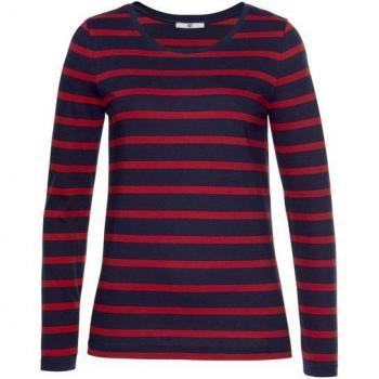 AJC Damen Shirt – Striped Long Sleeve, Rundhals, Baumwoll-Jersey