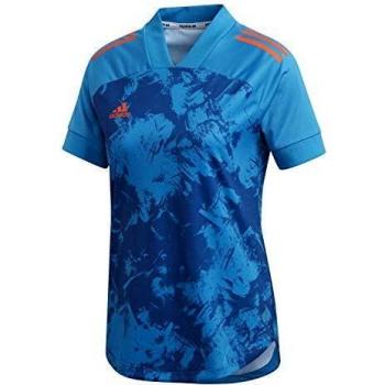 Adidas COND20 JSY PB W Maillot (Manches Courtes) Femme, Bleu Vif/Marine Foncé/Orange Vrai, S