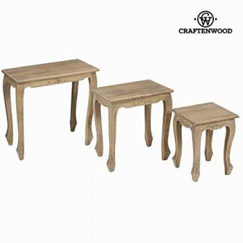 Juego di 3 tavolini in legno di mindi