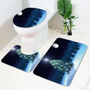 3-Piece Christmas Tree Non-Slip Absorbent Bathroom Mat Set