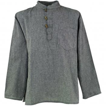 GURU SHOP Nepal Hemd, Grau, Baumwolle, Size:M