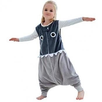 Michley Sacchi Pigiama Neonato con Piedini, Grigio 5-6 anni