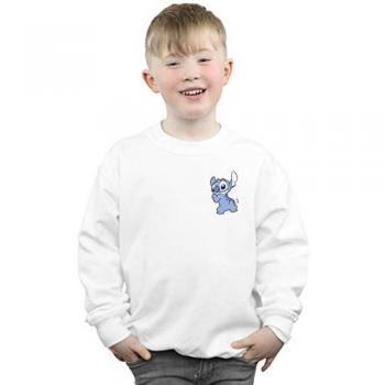 Disney Boys Lilo & Stitch Kids Sweater 7-8 Jaren, Wit, Met Print op Achterzijde