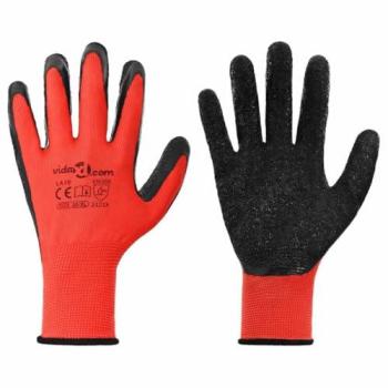 LifeSafe XL Latex Work Gloves, 12‑Pack (Red/Black) – vidaXL Edition