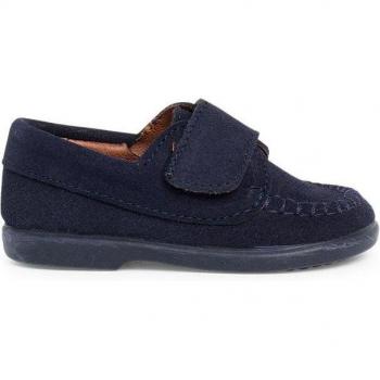 Mocasines de piel serraje para niños Pisamonas con tira adherente