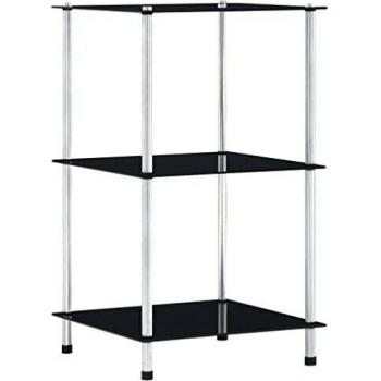 VidaXL Black 3-Tier Display Shelf 40x40x67 cm Tempered Glass
