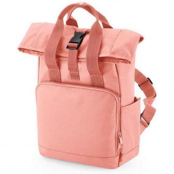Mini Twin‑Handle Roll‑Top Backpack – Recycled, Blush Pink, One Size by BagBase