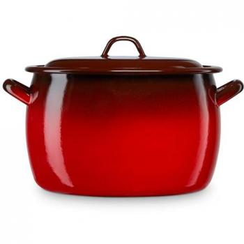 Olla Briebe 28 cm – Cazuela de 11 L con tapa roja esmaltada, apta para gas e inducción