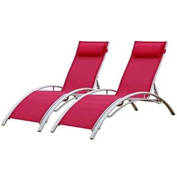 Juego de 2 tumbonas galapagos de textileno y aluminio